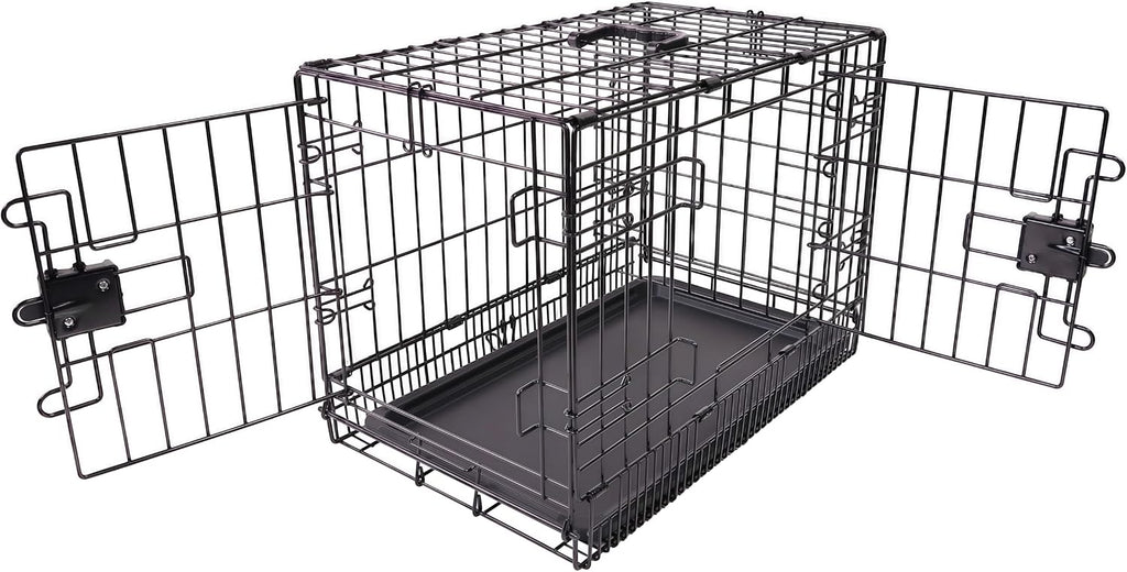 Amazon Basics Portable, Easy to Assemble, Foldable Metal Wire Dog Crate with Removable Tray, Double Door, Divider Panel,