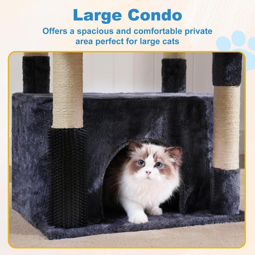 Hey-brother Cat Tree Tower with Large Platform, Spacious Condo, MPJ060G