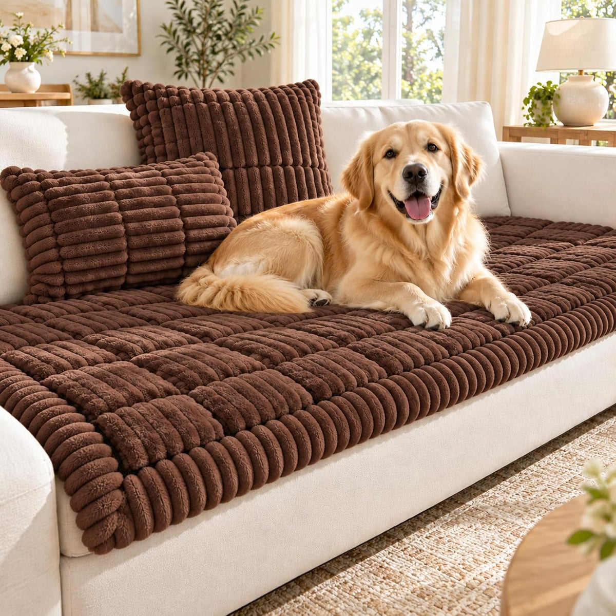 Pet Couch Cover 3-Piece Set, 2 Pillow Covers (Dark Gray,27.6 x 59.1 in)