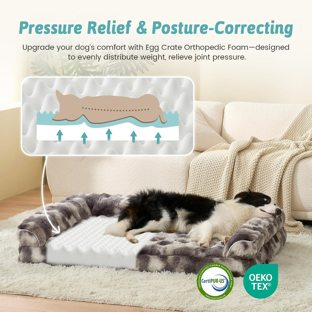 COZY KISS Orthopedic Large Dog Bed, Washable Pet Bed