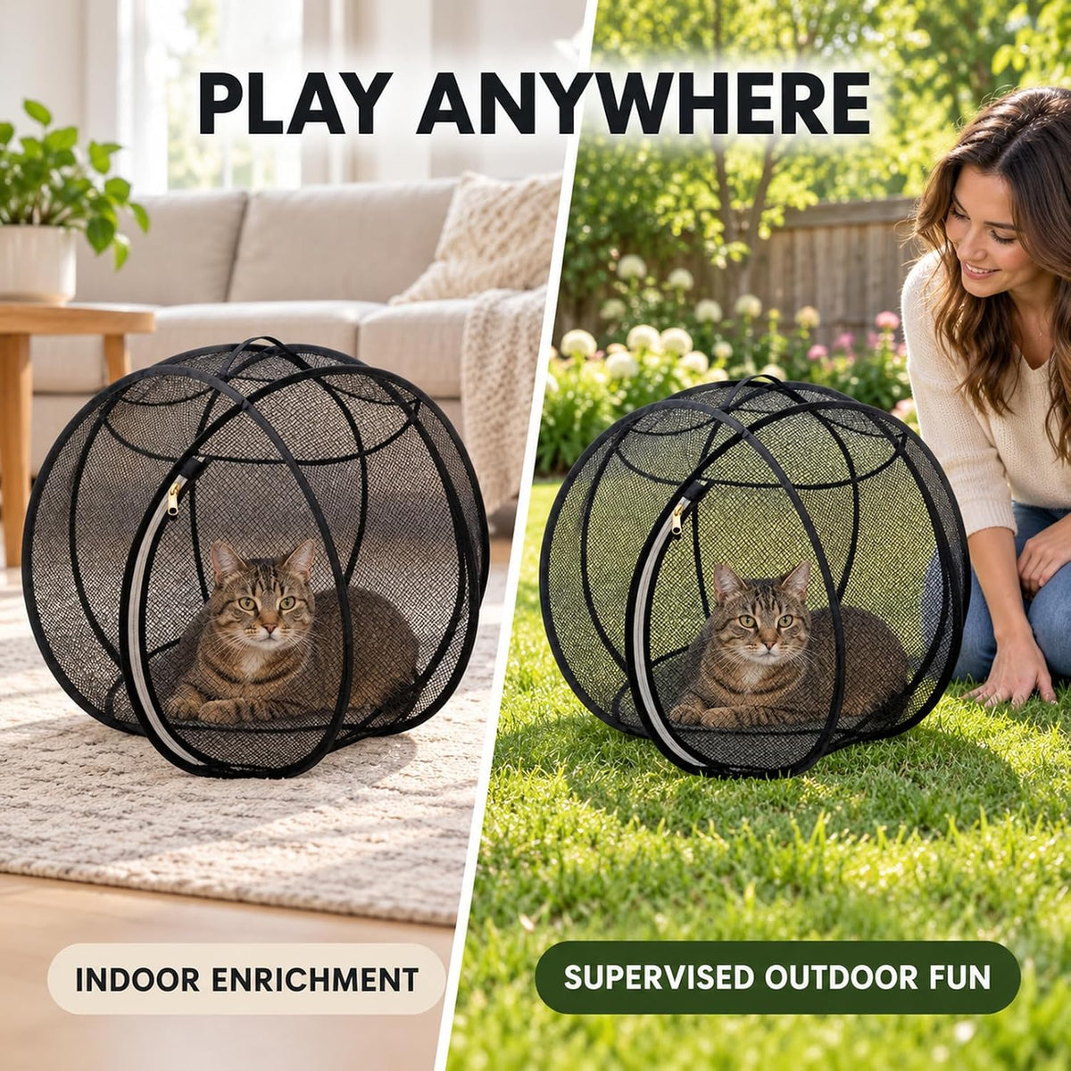 Rolling Cat Hamster Ball, Pop Up Catio Outdoor Cat Enclosure