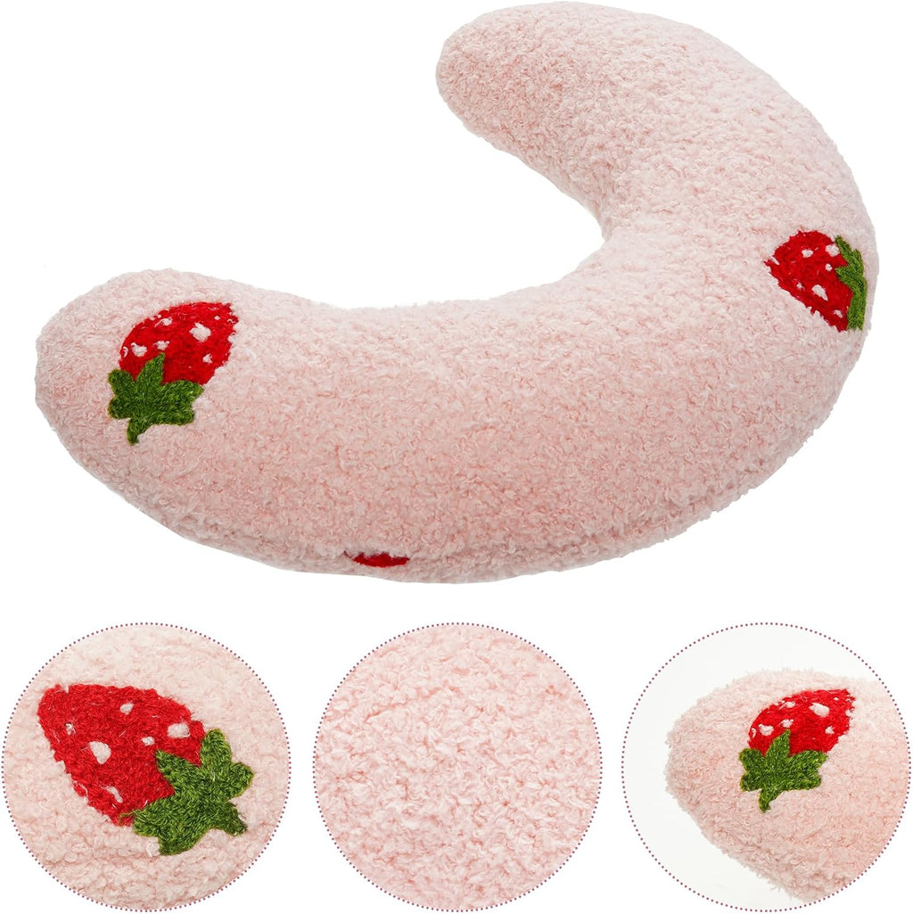 Cat Calming Pillow for Indoor Pet Soft Fluffy Neck Pillow(Pink, Strawberry)