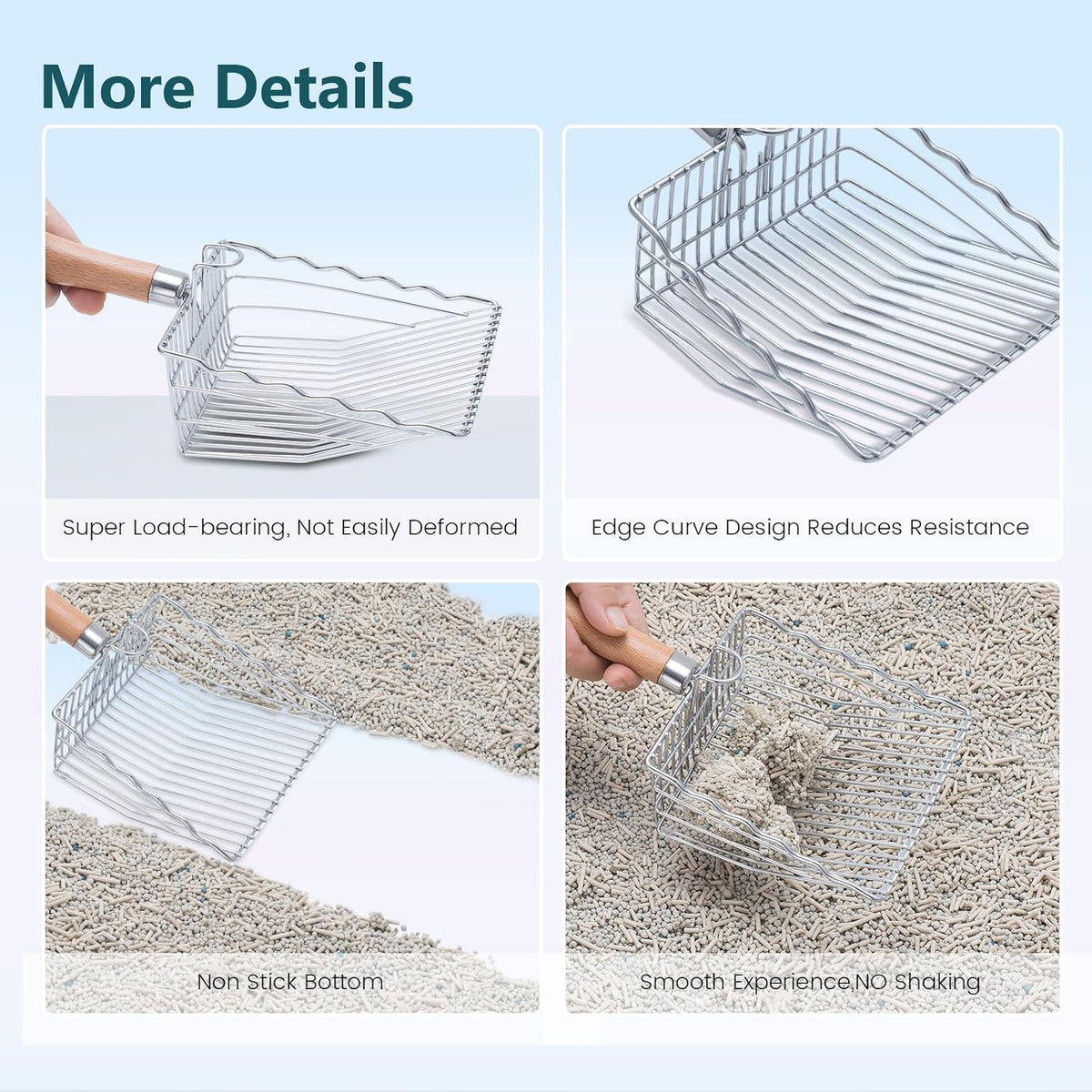 Metal Cat Litter Scoop, Heavy Duty Kitty Litter Sifter Scooper, Short
