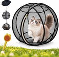 Cat Hamster Ball for Outside, 360° Panoramic Pop-Up Rolling Cat Playpen, 26.77 Inch Foldable Mesh Cats Exercise Ball, Po