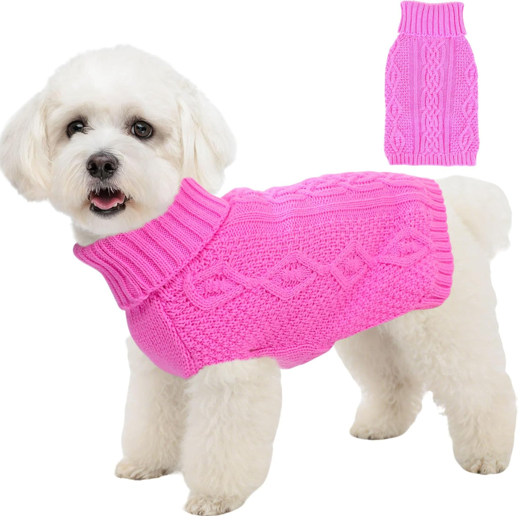 Dog Sweaters for Small Dogs Turtleneck Pullover Puppy Sweater Sleeveless Cable Knit Sweater for Chihuahua Soft and Warm 