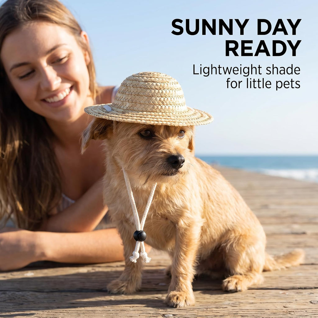 1Pc Novelty Summer Adjustable Pet Dog Outdoor Straw Hat Puppy Small Kitty Cat Sunhats Dog Hat
