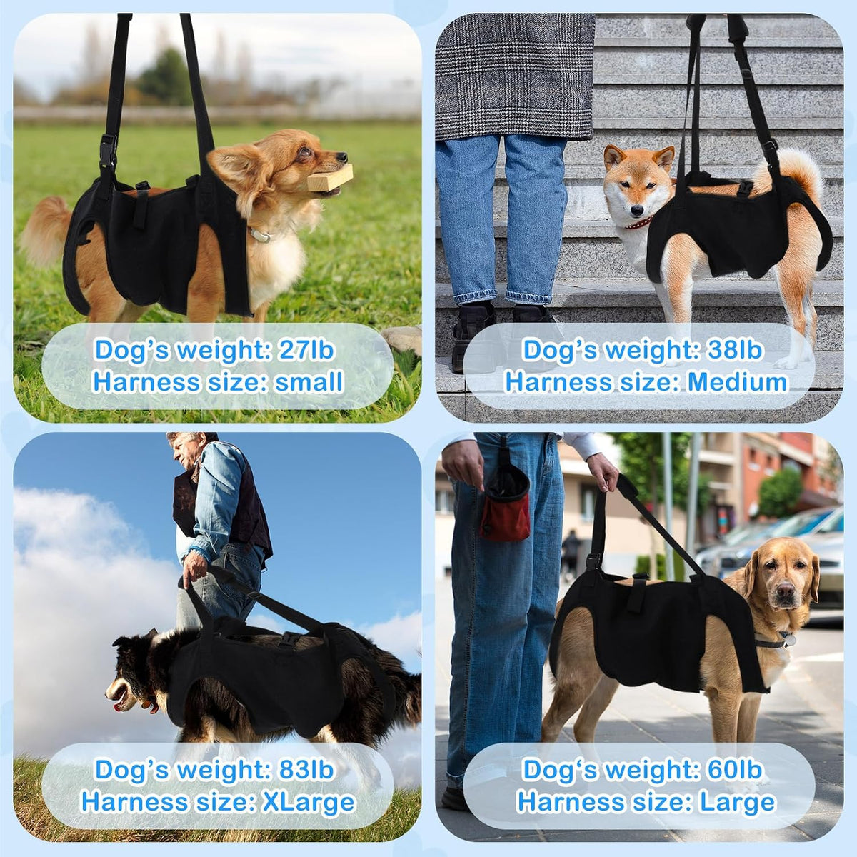Shinylin Dog Carry Sling Emergency Backpack Dog Lift Harness, L