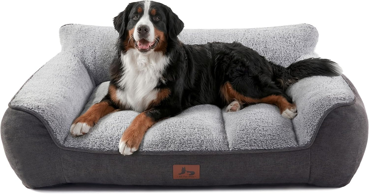 XL Pro Extra Thick Orthopedic Bolster Dog Bed for Large Dogs