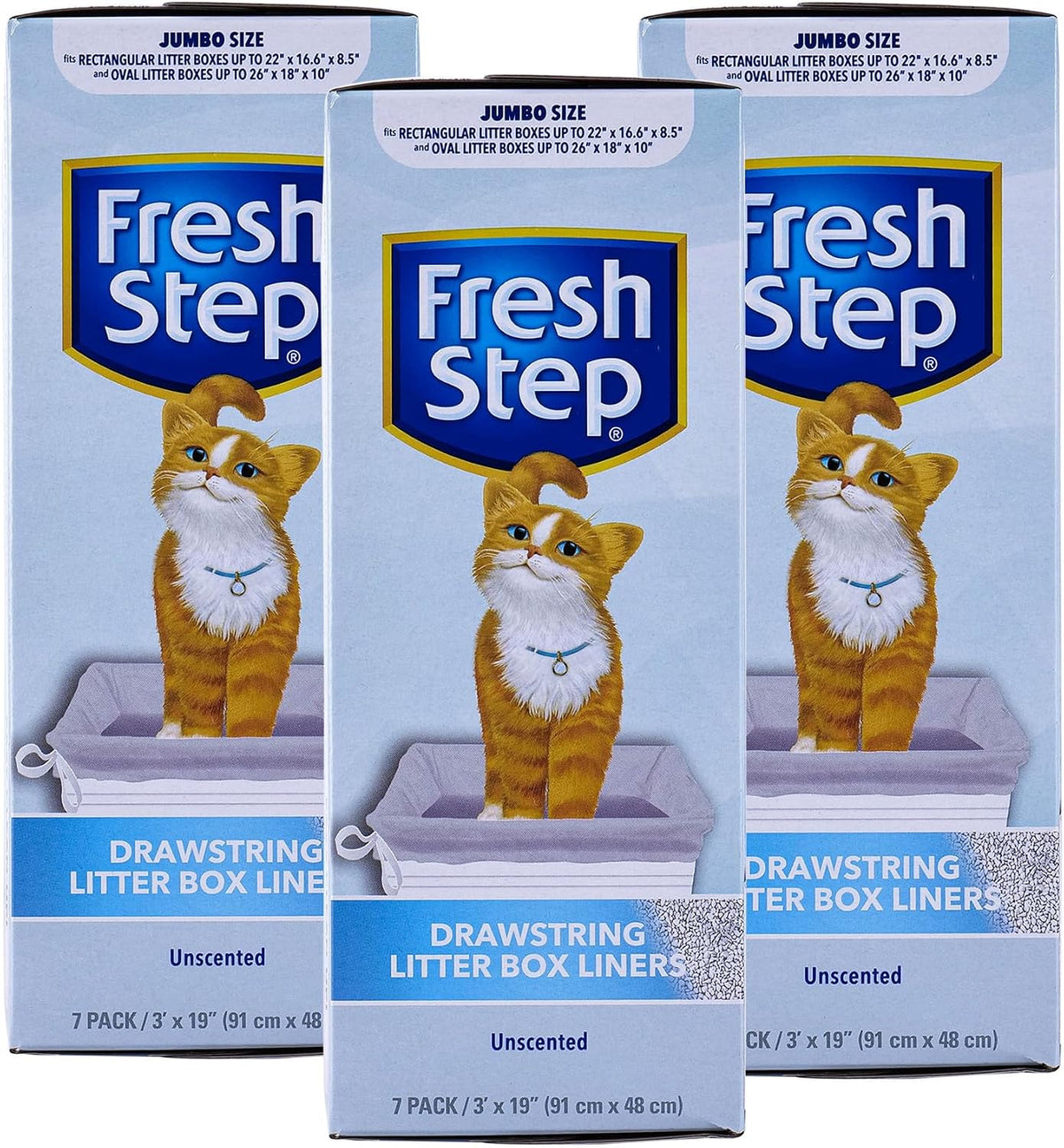 Fresh Step Drawstring Cat Litter Liners, Scented, 3 ft x 19 in, 7 Ct, 2-Pk
