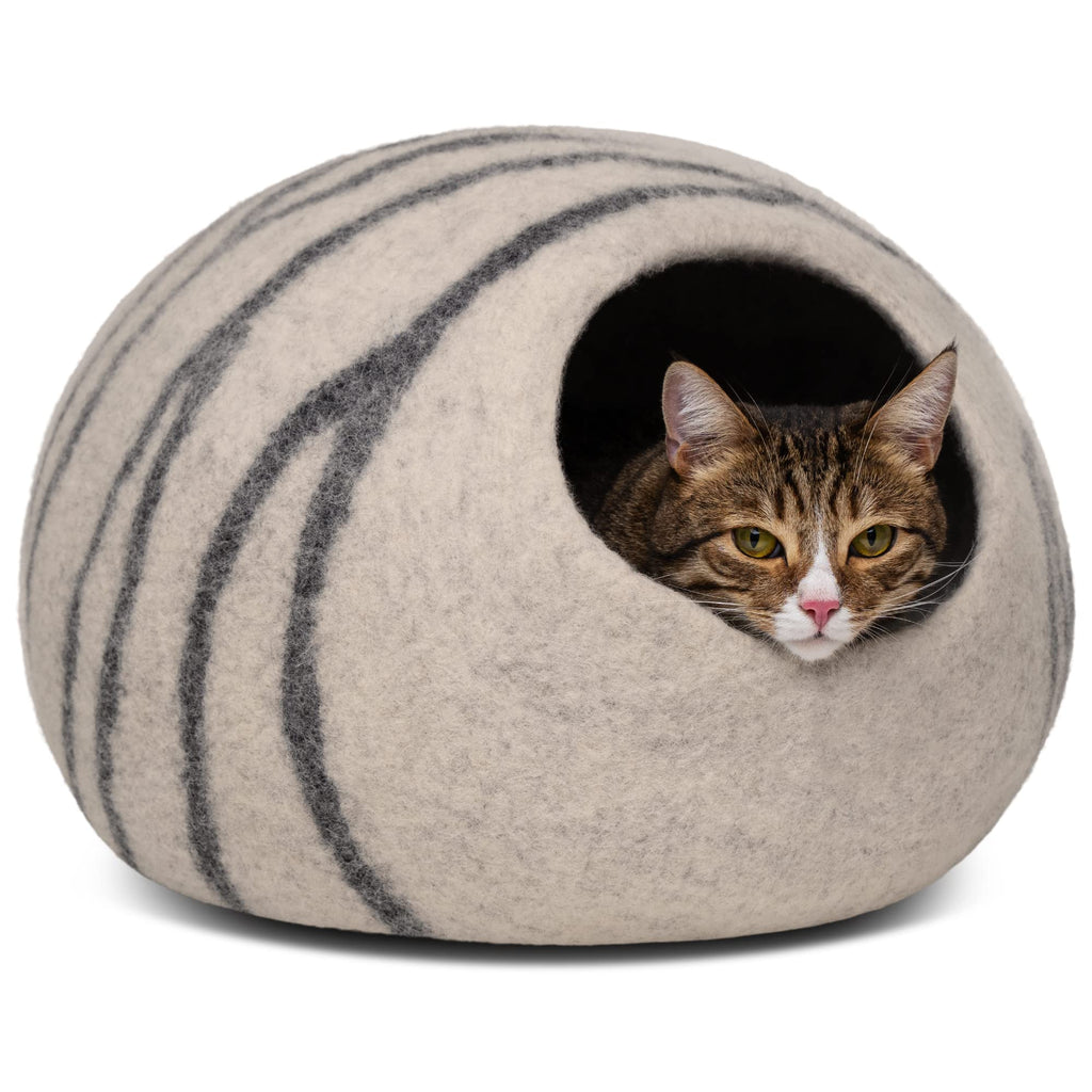 Cat Cave – Natural Wool – Self-Warming Hideaway for Indoor Cats & Kittens