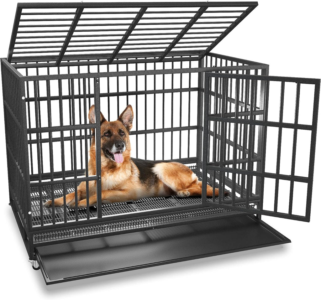 BOLDBONE 48 inch Heavy Duty Indestructible and Escape-Proof Dog Crate Cage Kennel for Large Dogs, High Anxiety Dog Crate