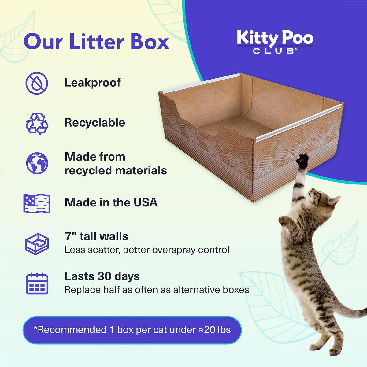 Kitty Poo Club Disposable Cat Litter Box 2-Pack, Leak-Proof 30-Days Per Box