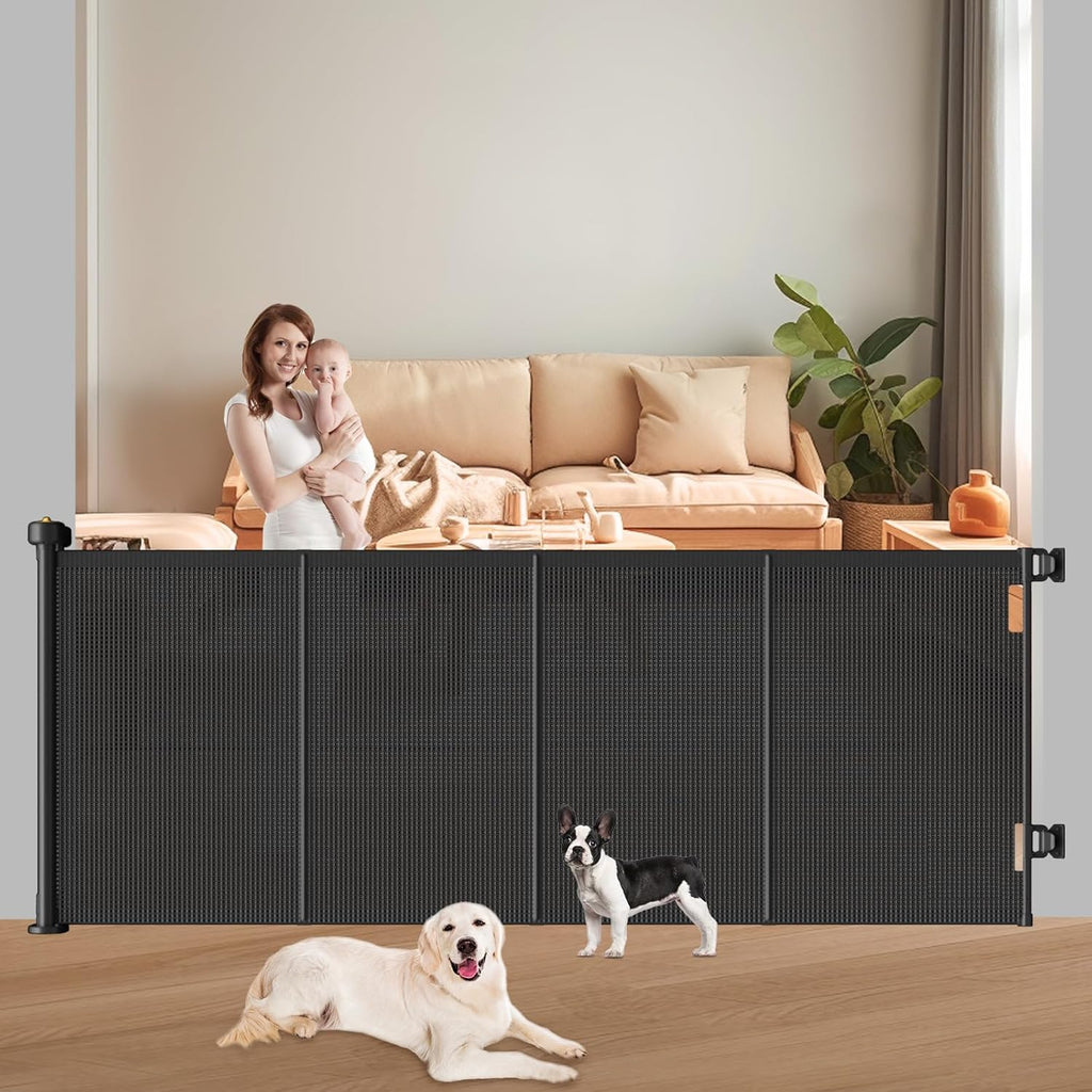 Retractable Baby Gate, 41” Extra Tall Dog Gate for Stairs Doorways