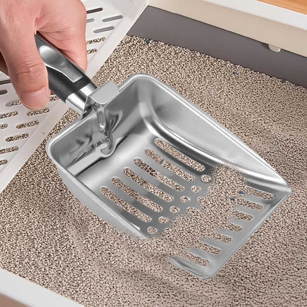 Stainless Steel Cat Litter Scoop, Large Wide with Hook