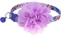 BoomBone Floral Cat Collar with Removable Purple Flower Charm,Breakaway Small Dog Collar with Bell