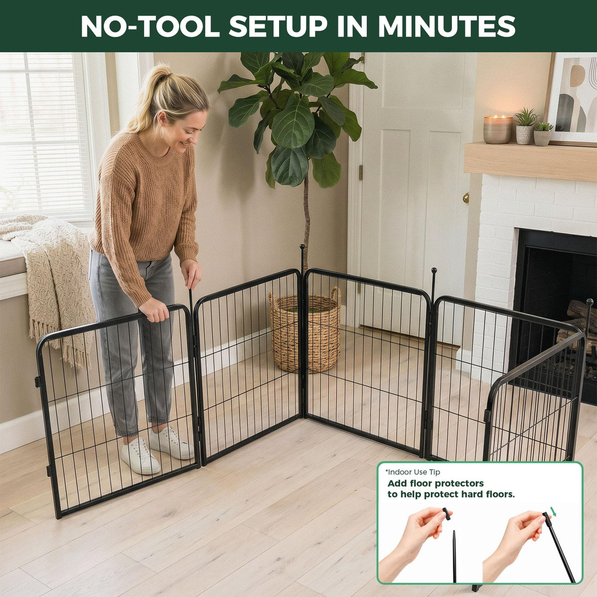 FXW Rollick Dog Playpen, Indoor, Yard & RV Camping, 24"H, 8 Panels