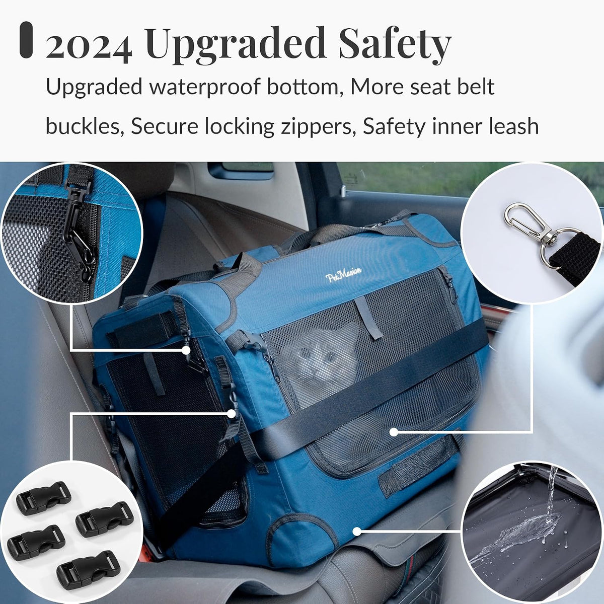 Extra Large Cat Carrier for 2 Cats, Collapsible Soft Sided Pet XL Crate for Large Mudium Big Cat 20lbs+, Car Travel Port