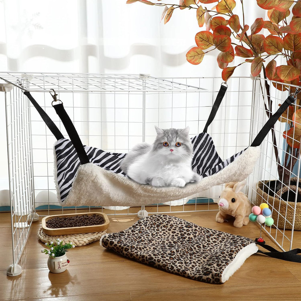 BBTO 3 Pcs Reversible Hanging Hammock Soft Plush for Cat Ferret,Dot