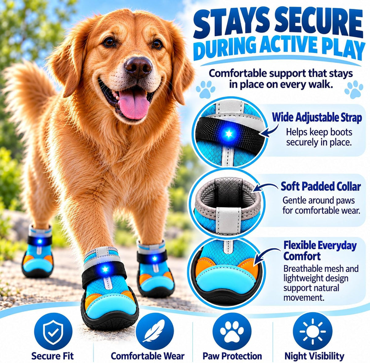 Light Up Dog Shoes, Glow Paws for Dogs, LED Dog shoes with Lights (7)