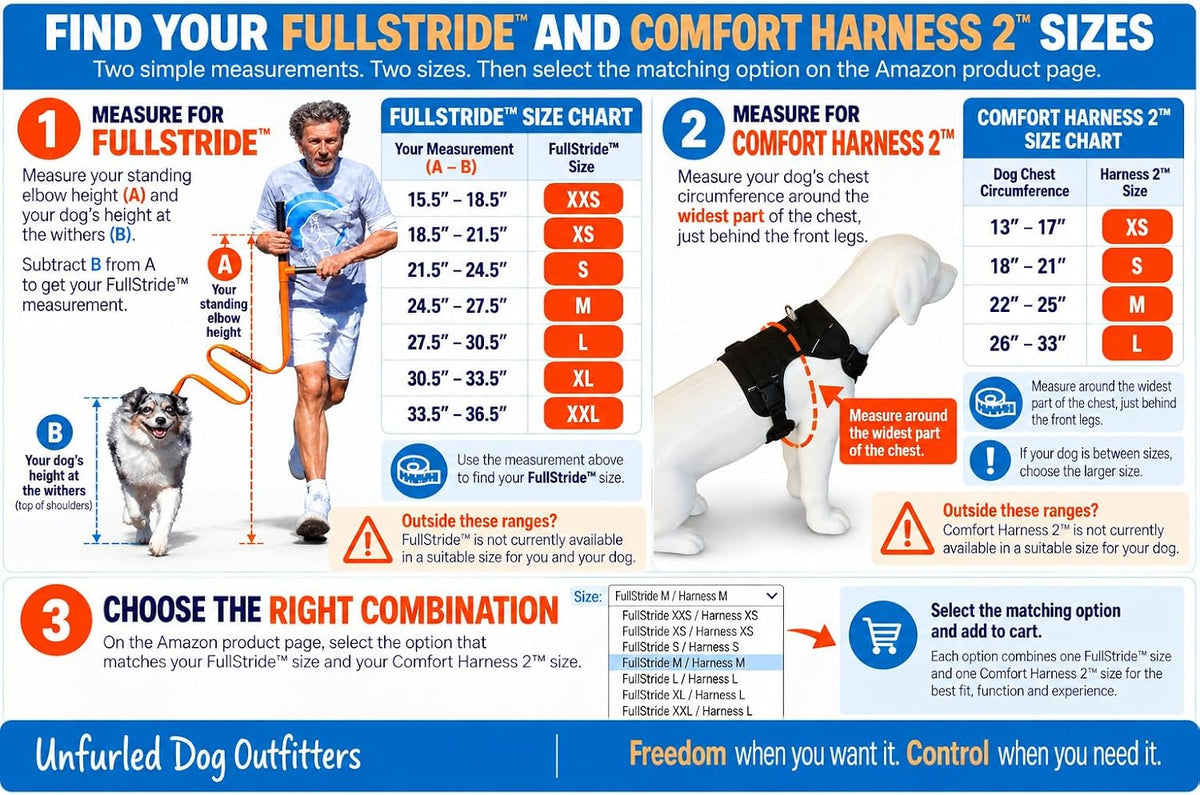 FullStride Dog Exercise Leash System for Walking, Jogging and Running (FullStride M/Harness L)