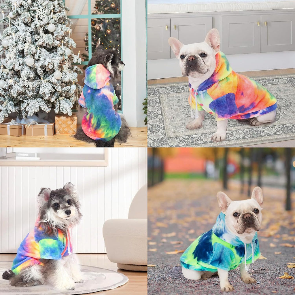 Dog Hoodie Tie Dye Dog Sweatshirt Chic Winter Clothes Ultra-Soft Warm Sweaters for Small Medium Dogs Fashion Pet Clothes