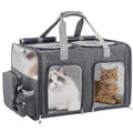 Cat Carrier for 2 Cats Double Pet Carrier Extra Large Multi Cat Travel Gray