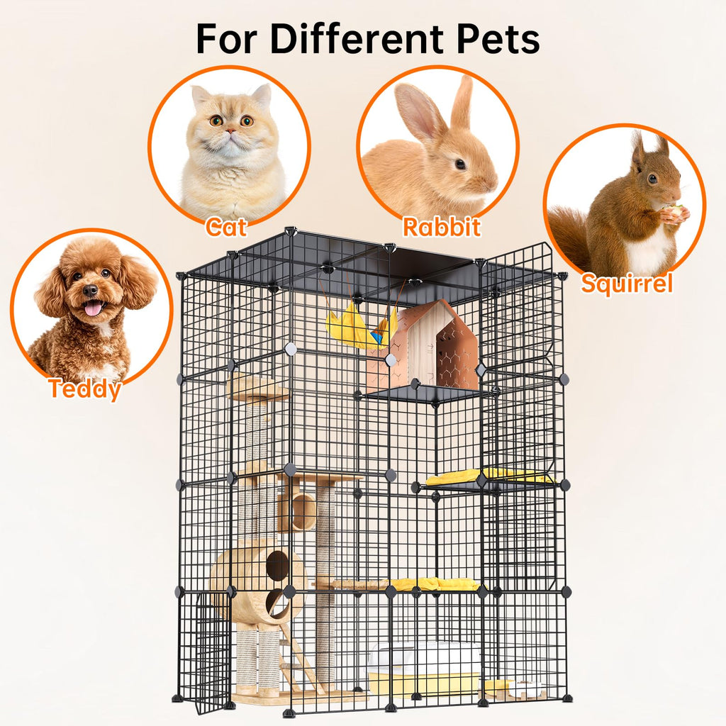 Oneluck Extra Large Cat Cage,4-Tier Catio, DIY Metal Cat Enclosure with Platforms,55 Inch Indoor Cat Cage for 1-3 Cats, Indoor Cat Playpen for Cats Rabbits Small Animals