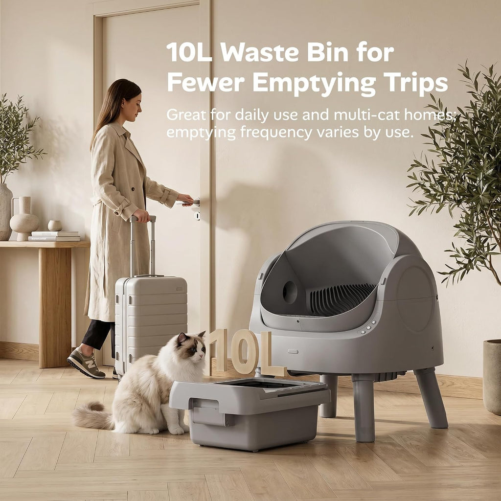 Mimfam Automatic Self Cleaning Litter Box, with 4 Pairs Infrared Senor, Open-Top Design for Multi-Cat Homes, Comes with 