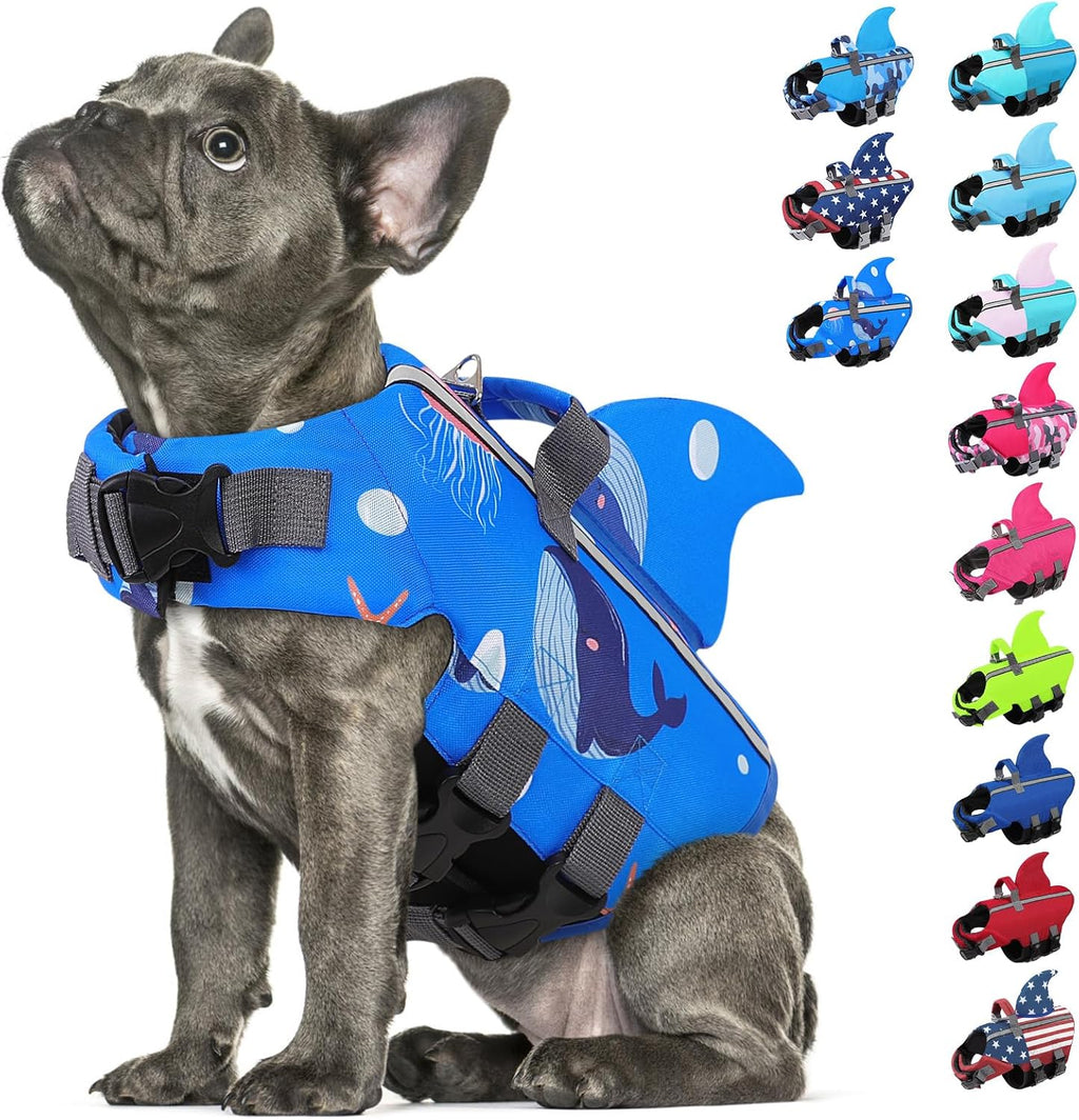 Dog Life Jacket, Small Dog Shark Life Vest for Swimming
