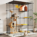 Oneluck Extra Large Cat Cage,4-Tier Catio, DIY Metal Cat Enclosure with Platforms,55 Inch Indoor Cat Cage for 1-3 Cats, Indoor Cat Playpen for Cats Rabbits Small Animals