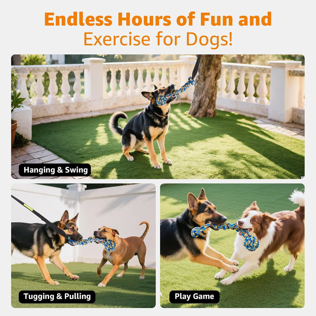 LOOBANI Outdoor Bungee Hanging Toy, Tether Tug of War Dog Toys, Black