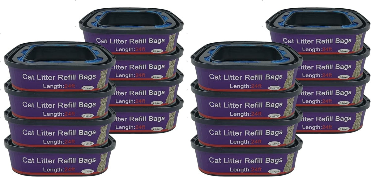 16 Pack Cat Litter Refill Bags Cartridge Compatible with Genie Cat Litter Standard and Plus Pails