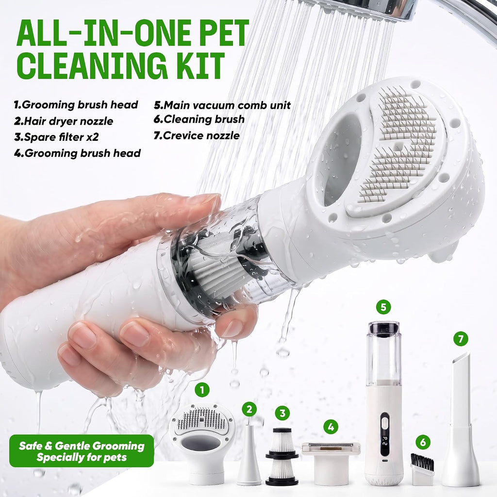 Cat Grooming Vacuum Kit, 5-in-1 Cordless Pet Grooming Vacuum for Cats & Dogs, 6000PA Pet Hair Vacuum, Low-Noise Desheddi