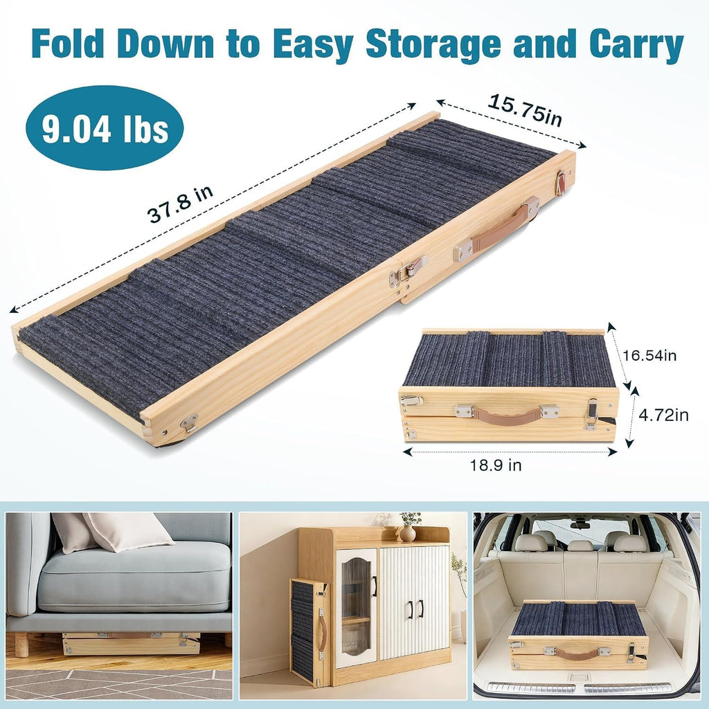 Dog Ramp for Couch, Foldable Wooden Pet Ramp, 37.5 x 16 in, Medium