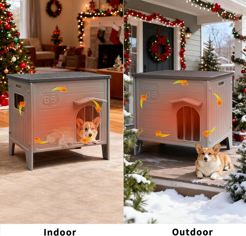 Insulated Dog House Outdoor Weatherpoof Plastic Dogs Houses Indoor