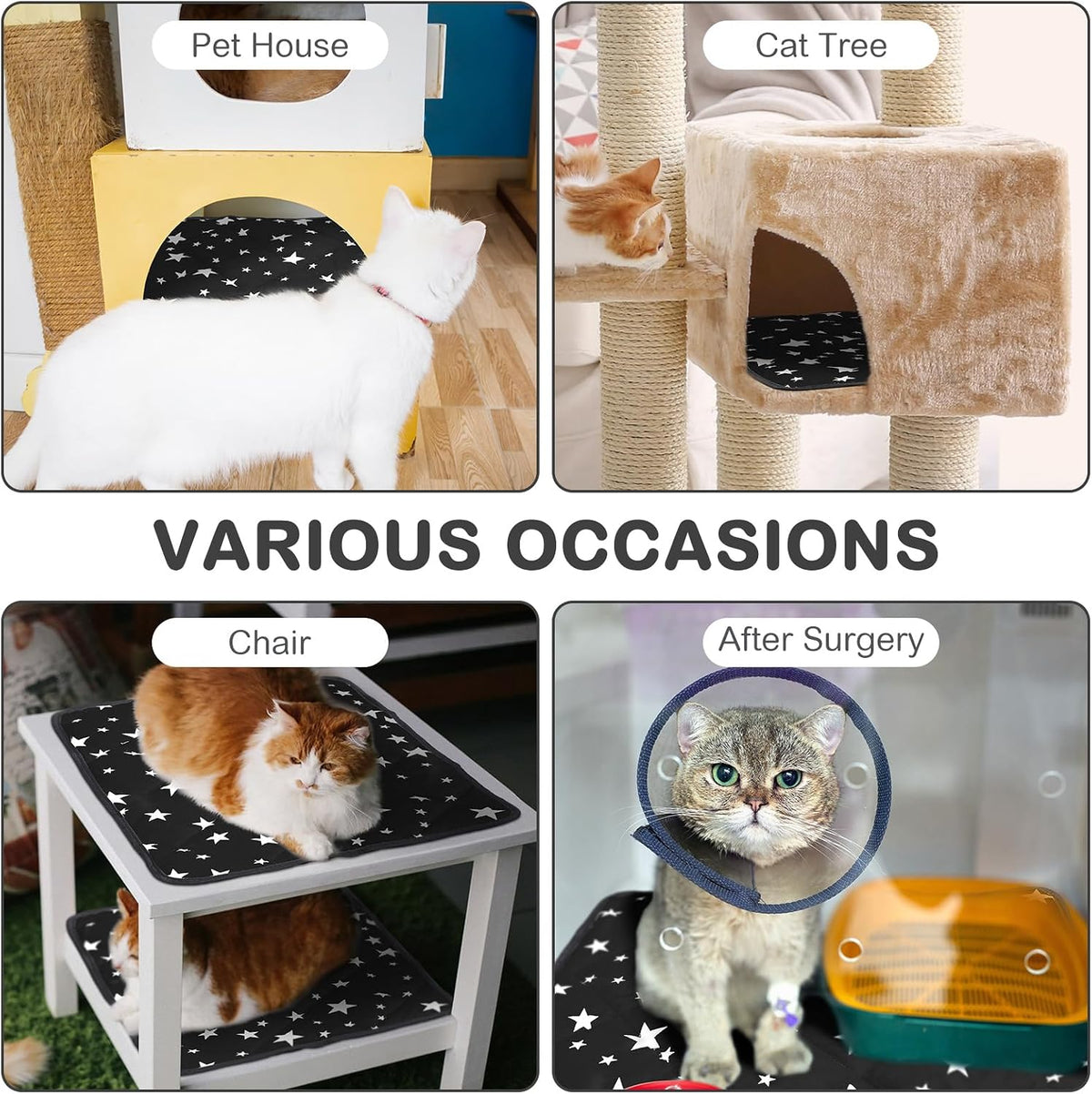 Self Heating Cat Bed Mat Self Warming Pad, Black, 12 x 12 x 0.4 Inch