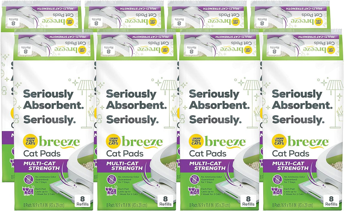 Purina Tidy Cats Cat Litter Accessories, Breeze Pads Refill Pack Multi Cat Litter 8 Count Bag 8 Count (Pack of 8)