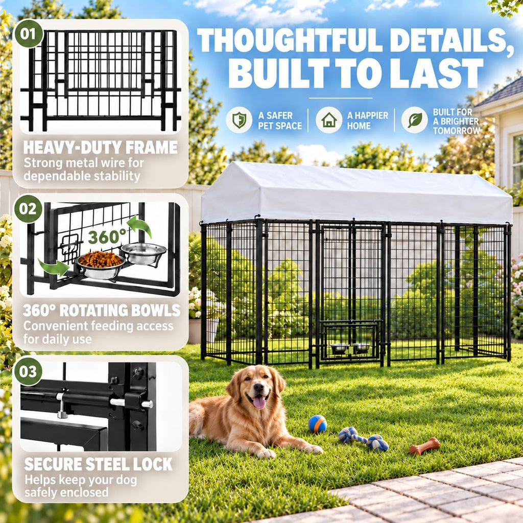 VAGGER 4x4x5 FT Dog Kennel Outdoor with Roof