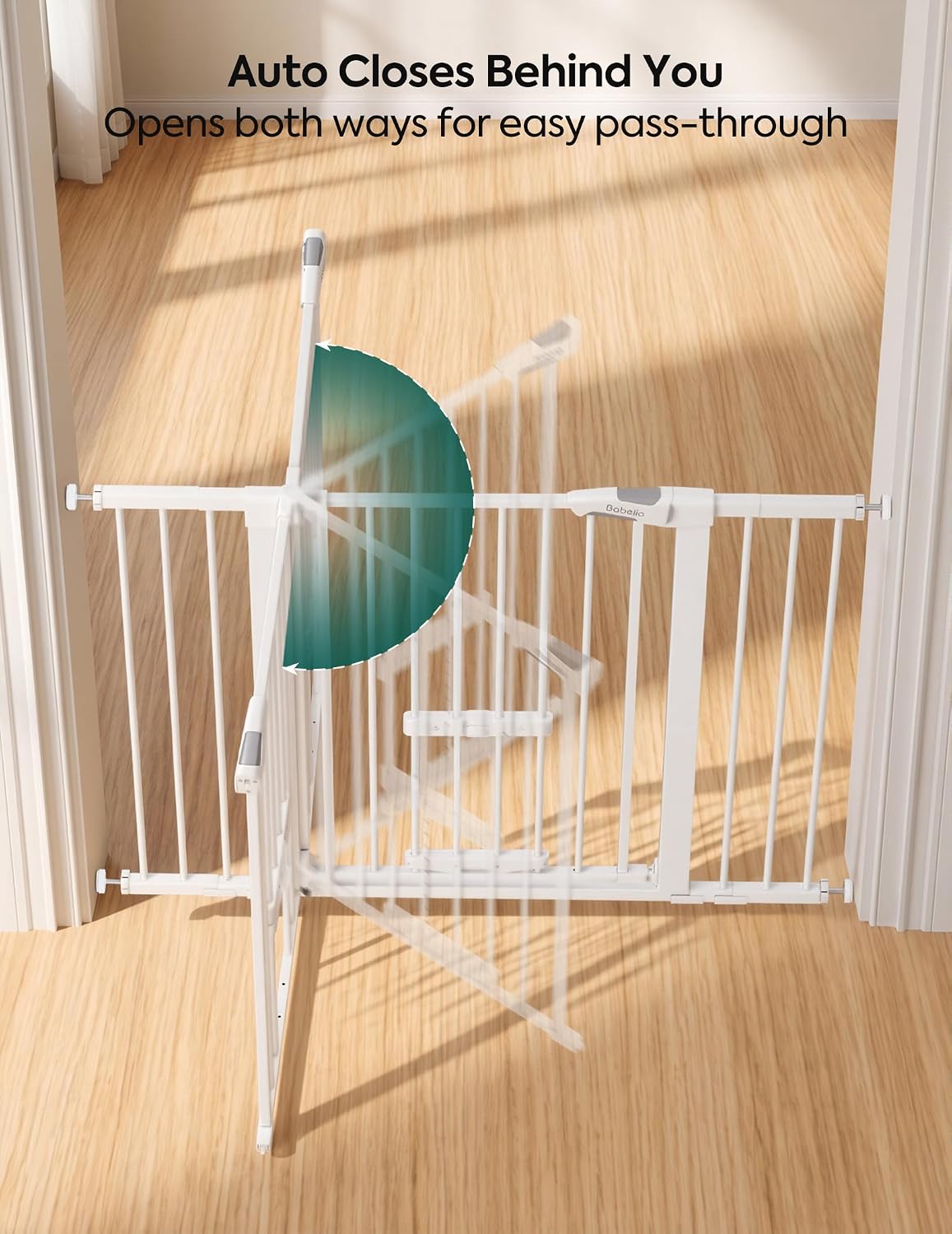 Babelio Dog Gate with Cat Door, CatPrivilege II, 29-40", White