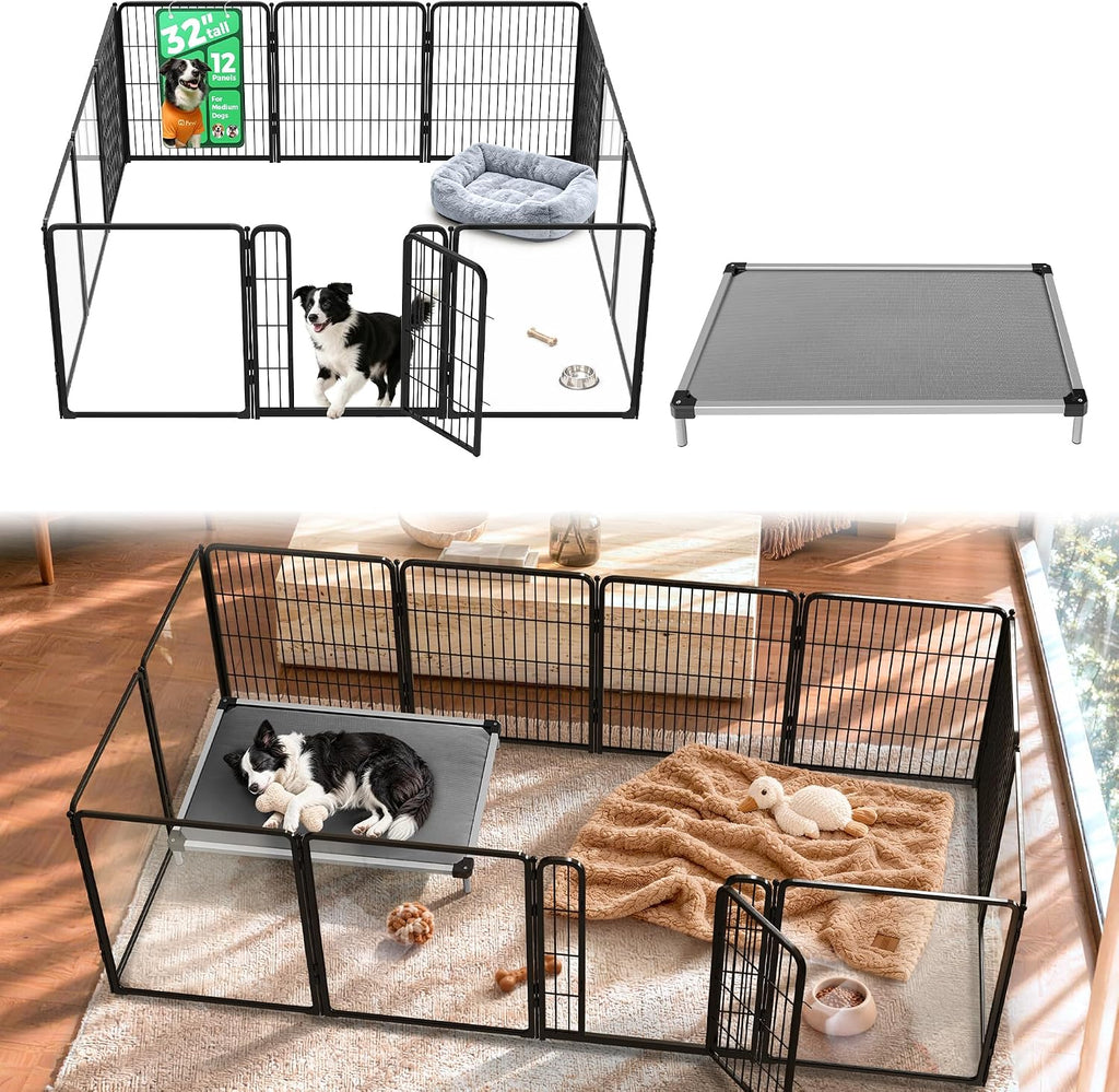 FXW AuraSpace Pro Acrylic & Wire Mesh Indoor Dog Playpen, 24" H, 8 Panels