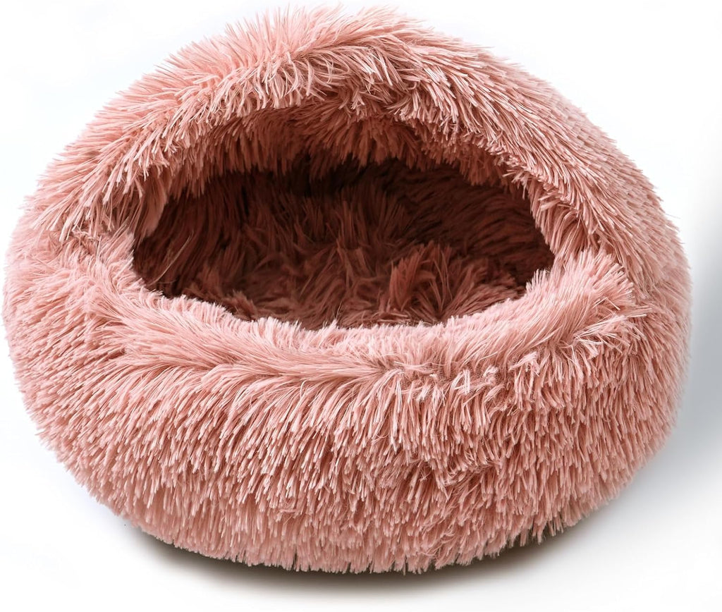 Cat Bed for Indoor Cats, Calming Cozy Cave with Self-Warming Plush, Entire Bed Machine Washable & Anti-Slip Base, Breath