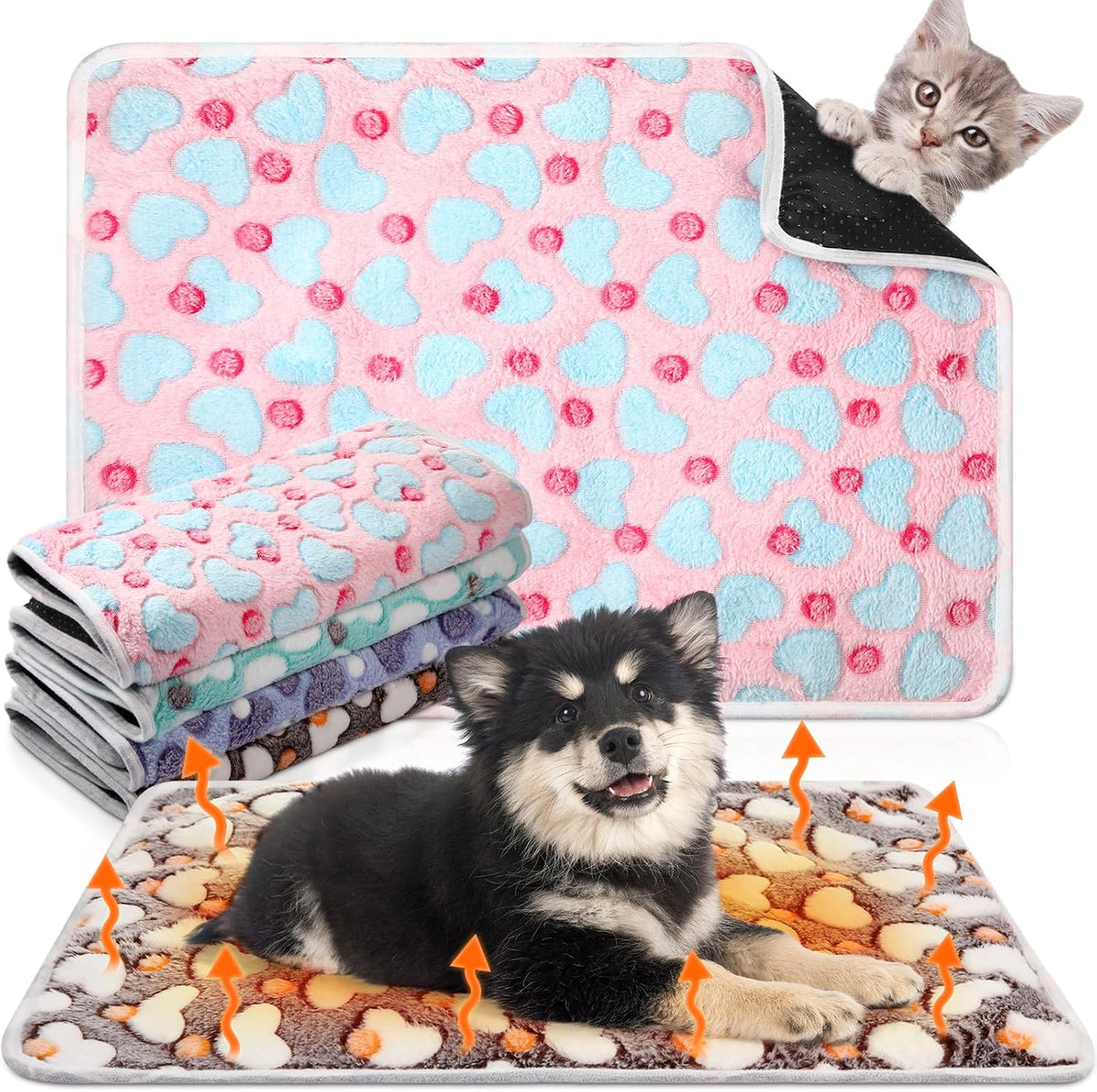 4Pack Self Heating Cat Pad Self Warming Dog Mat, Plaid, 16 x 20 Inches