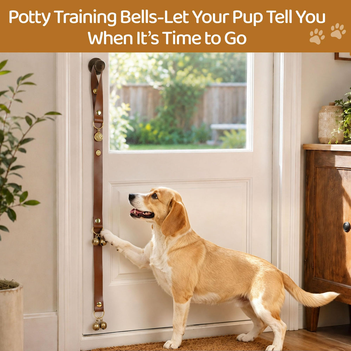 Kytely Leather Dog Doorbells to Go Outside, Brass Bells for Potty Training