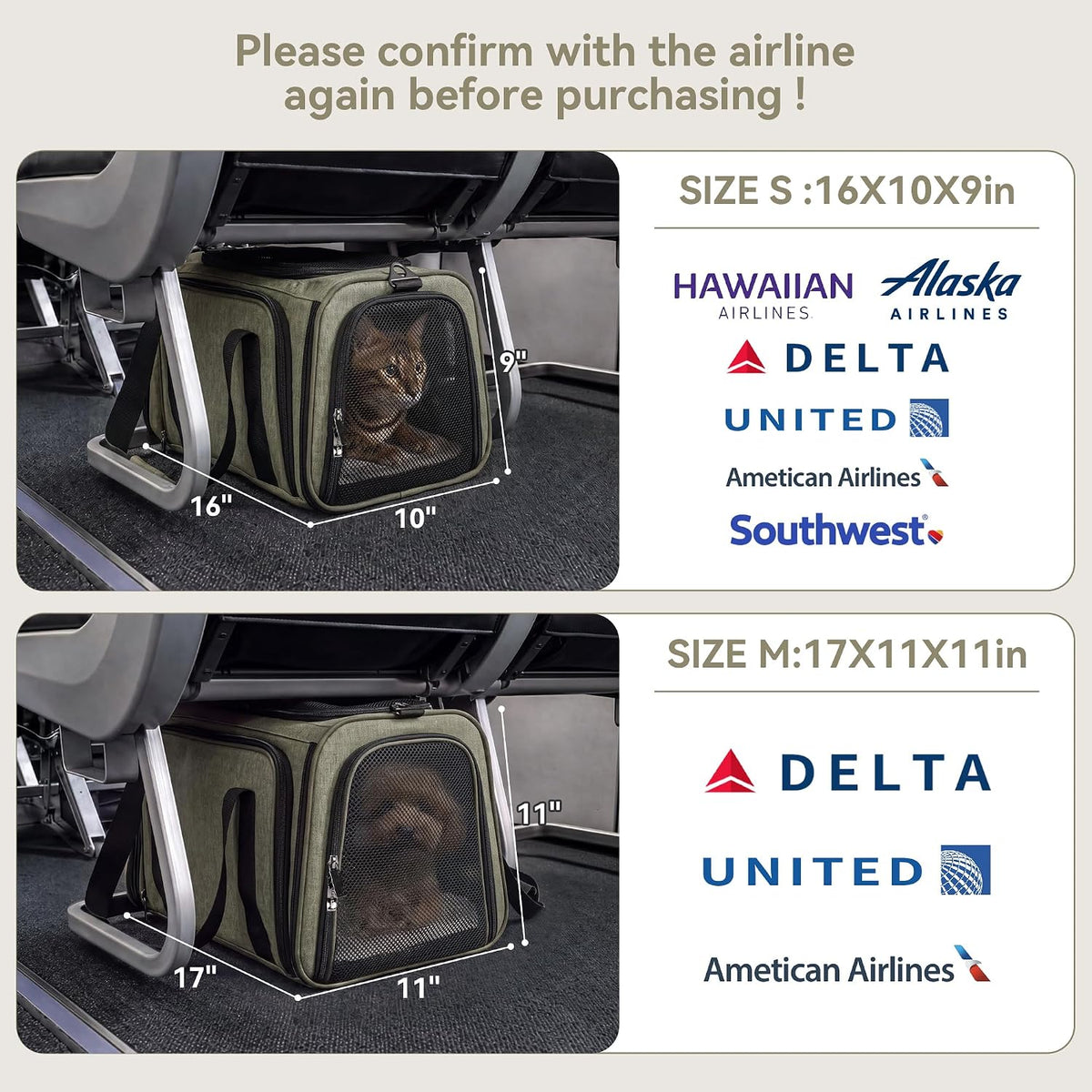Petsfit Medium Double Expandable Cat Carrier for Cats and Small Dogs