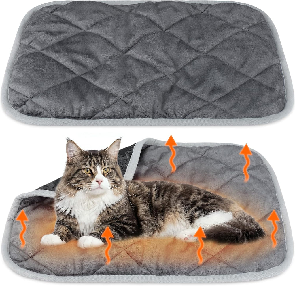 2 Pack Self Warming Cat Bed Thermal Pet Mat, Gray, 18 x 24 Inches