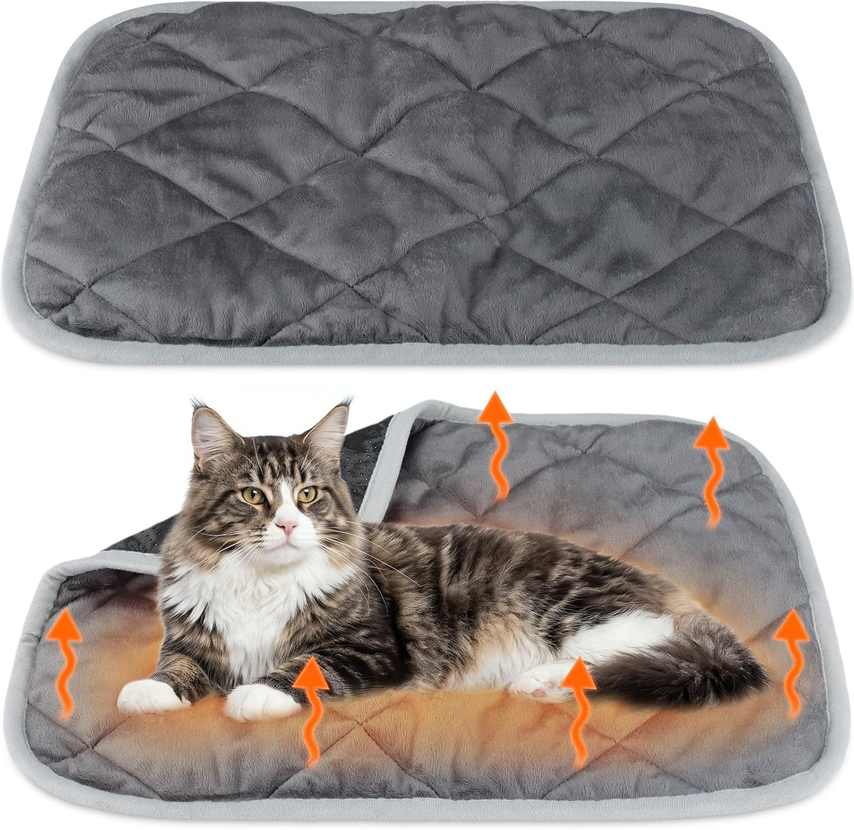 2 Pack Self Warming Cat Bed Thermal Pet Mat, Gray, 18 x 24 Inches