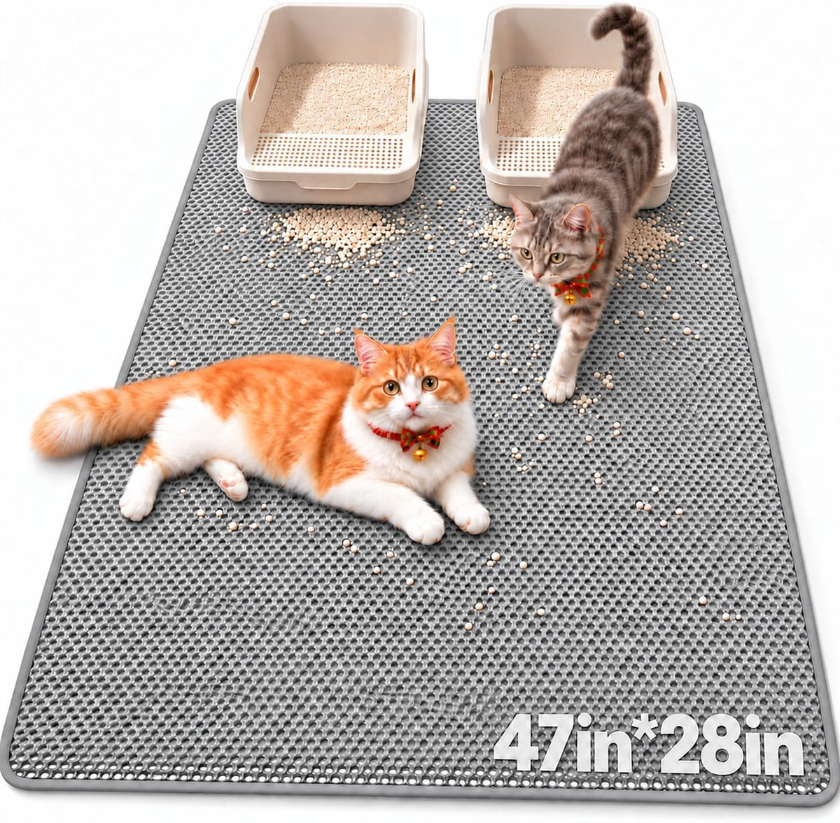 GRELY Cat Litter Mat, 47 x 28 Extra Large Waterproof Litter Box Mat