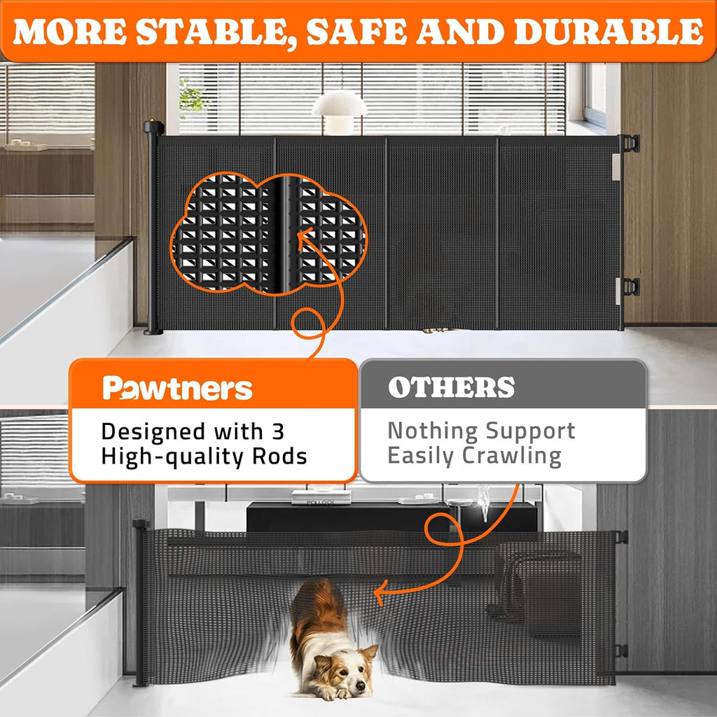 Retractable Baby Gate, 41” Extra Tall Dog Gate for Stairs Doorways