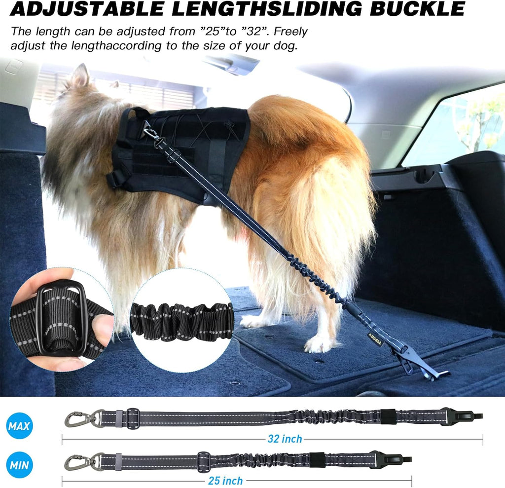 AUBELL Dog Seat Belt for Car,Updated 3-in-1 Bungee Dog Car Harness,Black