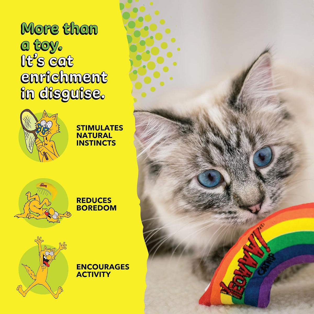 Yeowww! Catnip Rainbow Toy for Cats - Colorful Arch Shape - Durable Cotton Twill - Made in the USA - Stuffed with Organi